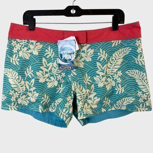 Crazy Shirts Reversible Tropical Board Swim Shorts Blue Women's Size 14 New